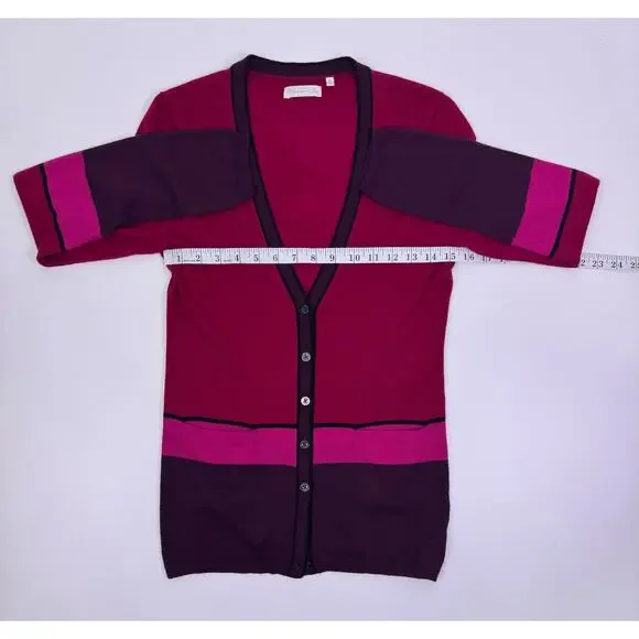 Martin + Osa 100% Cashmere Sweater Warm­tone Striped Cardigan Size M - Picture 7 of 9